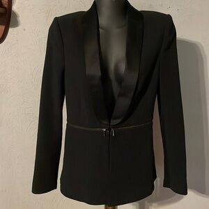 XS Tall BCBGMaxAzria black long sleeve lined single breasted blazer suit jacket